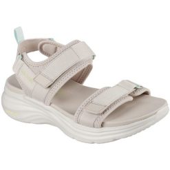 Sandały damskie Skechers Vapor Foam Laidback Moments. Brązowe sandały Skechers, bez wzorów, z materiału, bez obcasa, bez zapięcia. Za 390.00 zł.