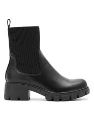 DeeZee Botki CEO-WS5575-05 Czarny. Czarne botki DeeZee, bez wzorów, z materiału, bez obcasa, na słupku, bez zapięcia. Za 159.99 zł.