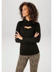 Aniston Bluzka w kolorze czarnym rozmiar: 34. Czarne bluzki Aniston, bez wzorów, bez kołnierzyka, bez ramiączek. Za 56.99 zł.