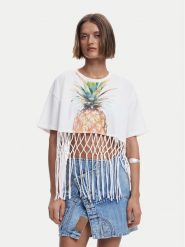 Desigual T-Shirt 25SWTKAN Écru Regular Fit. T-shirty Desigual, xs, bez wzorów, z bawełny, bez kołnierzyka, bez ramiączek. Za 179.99 zł.