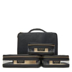 Kosmetyczka Guess. Czarne kufry i kosmetyczki Guess, z aplikacjami, bez dodatków. Za 219.99 zł.