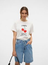 Vero Moda Koszulka w kolorze białym rozmiar: S. Białe bluzki Vero Moda, s, bez wzorów, z bawełny, bez kołnierzyka, bez ramiączek. Za 57.47 zł.