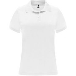 Damska Sportowa Koszulka Polo Z Krótkim Rękawem Monzha. Białe koszulki polo ROLY, l, bez wzorów, bez kołnierzyka, bez ramiączek. Za 47.99 zł.