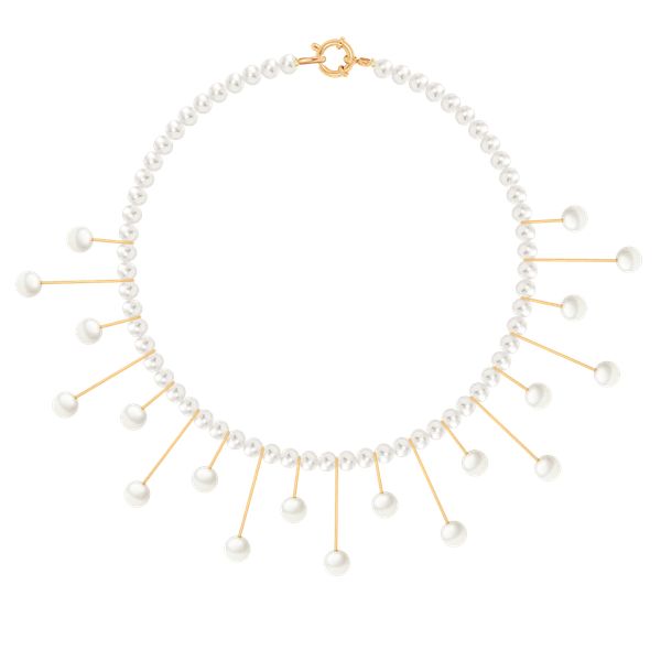 Naszyjnik z pereł. Białe naszyjniki Lilou, z perłą, pozłacane. Za 1,175.50 zł.