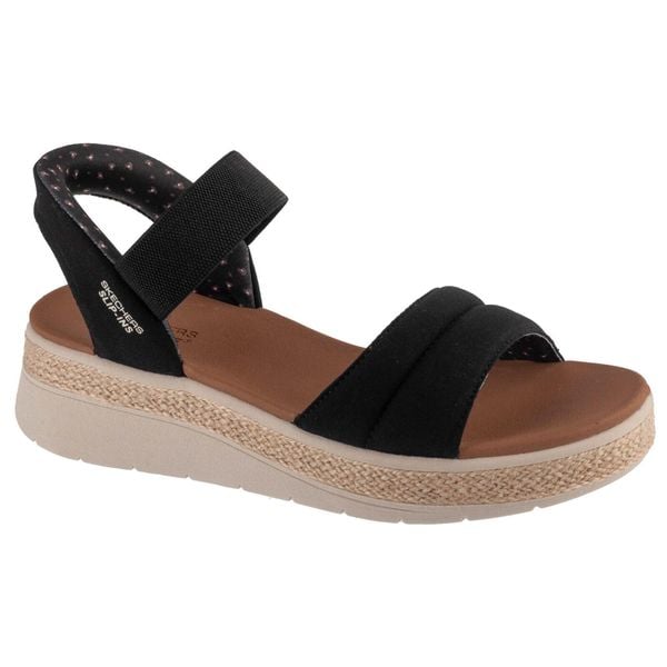 Sandały damskie, Slip-Ins: BOBS Sun Ray. Czarne sandały Skechers, bez wzorów, bez obcasa, bez zapięcia. Za 289.99 zł.