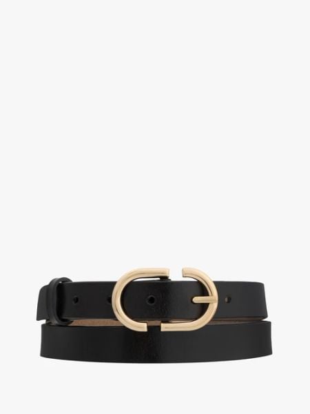 Czarny pasek ze skóry licowej. Czarne paski Ryłko, bez wzorów, ze skóry, eleganckie. W wyprzedaży za 79.99 zł.