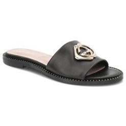 Czarne Klapki Lamanti Skórzane Buty Na Lato. Czarne klapki Lamanti, bez wzorów, ze skóry, bez obcasa. Za 329.00 zł.
