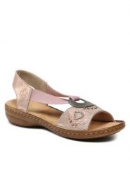 Sandały Rieker. Brązowe sandały Rieker, bez wzorów, bez obcasa, na płaskiej podeszwie, bez zapięcia. Za 299.99 zł.