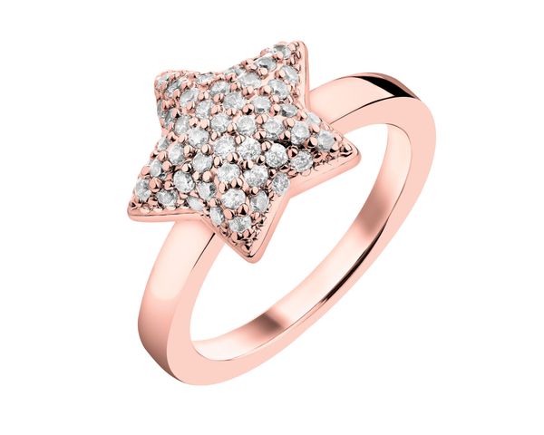 Pierścionek z mosiądzu pozłacany z cyrkoniami - gwiazda. Pierścionki Artelioni, z cyrkonią, pozłacane. Za 179.00 zł.