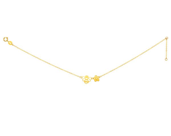 Złota bransoletka - pszczółka, kwiat. Żółte bransoletki Apart, złote. Za 449.00 zł.