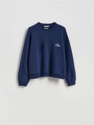 Bluza z nadrukiem - granatowy. Niebieskie bluzy Reserved, l, bez wzorów, z bawełny, bez kaptura. Za 139.99 zł.