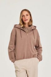 Bluza z kapturem beżowa. Brązowe bluzy MOODO, l, bez wzorów, z bawełny, z kapturem. Za 139.99 zł.