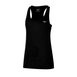 Koszulka do biegania damska Mizuno Impulse Core Tank. Czarne bluzki Mizuno, bez wzorów, sportowe, bez kołnierzyka, bez ramiączek. Za 73.99 zł.