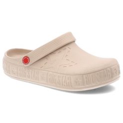 Beżowe Klapki Big Star Stylowe Obuwie Damskie. Brązowe klapki Big Star, bez wzorów, bez obcasa. Za 79.99 zł.