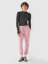 4F Spodnie dresowe joggery damskie - różowy L. Czerwone spodnie dresowe 4f, na co dzień, l, bez wzorów, z bawełny. Za 129.99 zł.