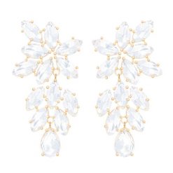 Kolczyki wiszące Glamour z kryształami pozłacane. Białe kolczyki Lilou, z kryształem, pozłacane. Za 389.00 zł.