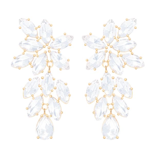 Kolczyki wiszące Glamour z kryształami pozłacane. Białe kolczyki Lilou, z kryształem, pozłacane. Za 389.00 zł.
