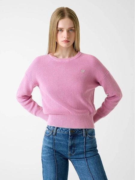 Guess Jeans Sweter W6RR20 Z3HM1 Różowy Classic Fit. Czerwone swetry Guess Jeans, m, z aplikacjami, z bawełny, bez ramiączek. Za 419.99 zł.