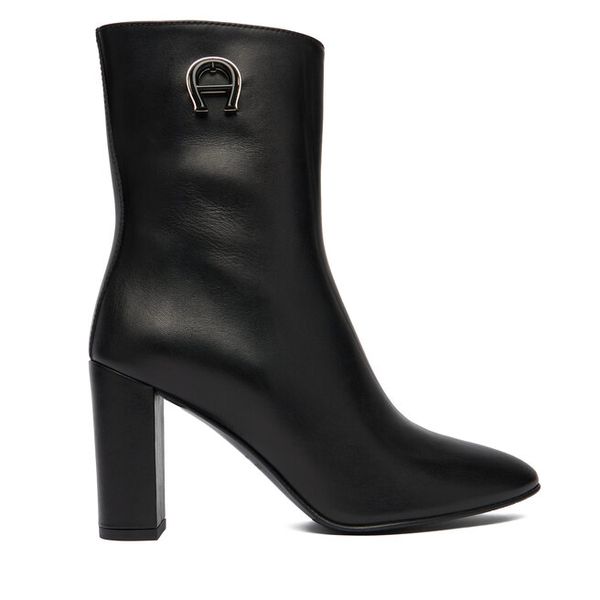 Botki Aigner. Czarne botki Aigner, bez wzorów, bez obcasa, na słupku, bez zapięcia. Za 1,519.00 zł.