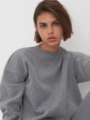 Bluza basic - szary. Szare bluzy Sinsay, l, bez wzorów, bez kaptura. W wyprzedaży za 22.99 zł.