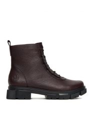 Rieker Botki Y7150-35 Bordowy. Czerwone botki Rieker, bez wzorów, ze skóry, bez obcasa, na płaskiej podeszwie, bez zapięcia. Za 399.99 zł.