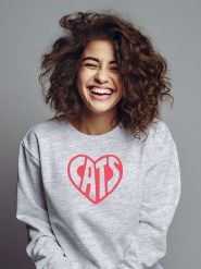 WOOOP Bluza "Heart Cats" w kolorze jasnoszarym rozmiar: XL. Szare bluzy Wooop, xl, bez wzorów, z bawełny, bez kaptura. Za 79.21 zł.