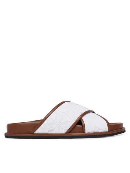 Max Mara Beachwear Klapki Peonie 2616521019650 Biały. Białe klapki Max Mara Beachwear, bez wzorów, z materiału, bez obcasa. Za 681.99 zł.