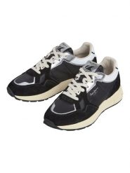 Pepe Jeans FOOTWEAR Skórzane sneakersy "Marlon" w kolorze srebrno-czarnym rozmiar: 39. Czarne trampki Pepe Jeans FOOTWEAR, bez wzorów, z jeansu, bez zapięcia. Za 207.39 zł.