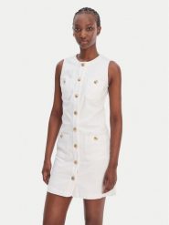 Liu Jo Sukienka jeansowa UA6334 D0275 Biały Regular Fit. Białe sukienki Liu Jo, bez wzorów, z bawełny, bez kołnierzyka, bez ramiączek. Za 1,079.00 zł.