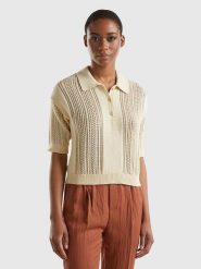 Benetton Sweter w kolorze beżowym rozmiar: M. Brązowe swetry Benetton, m, bez wzorów, z bawełny, bez ramiączek. Za 132.05 zł.