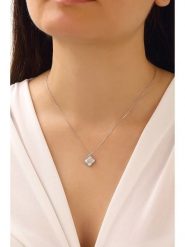 Miu Silver Srebrny naszyjnik z zawieszką - dł. 42 cm rozmiar: onesize. Szare naszyjniki Miu Silver, z cyrkonią, srebrne. Za 86.99 zł.