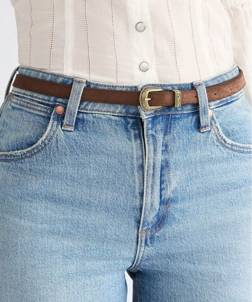 DAMSKI PASEK WRANGLER THIN WESTERN BELT BROWN SUEDE 112378840. Brązowe paski Wrangler, bez wzorów. Za 89.99 zł.