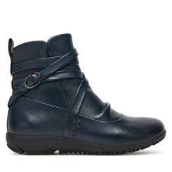 Botki Josef Seibel. Niebieskie botki Josef Seibel, bez wzorów, bez obcasa, na płaskiej podeszwie, bez zapięcia. Za 519.99 zł.