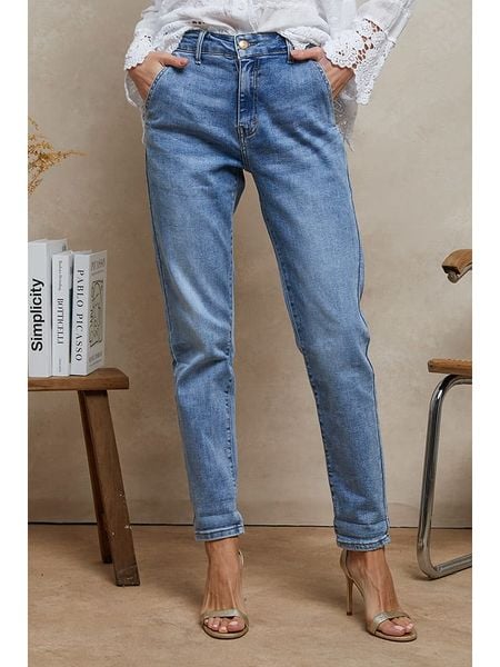 Plume Dżinsy "Timeo" - Tapered fit - w kolorze błękitnym rozmiar: M. Niebieskie jeansy Plume, m, bez wzorów, z podwyższonym stanem. Za 113.63 zł.