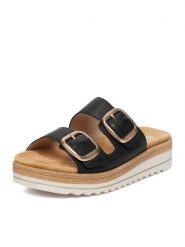 Remonte Klapki CEO-D0Q66-00 Czarny. Czarne klapki Remonte, bez wzorów, ze skóry, bez obcasa. Za 369.99 zł.