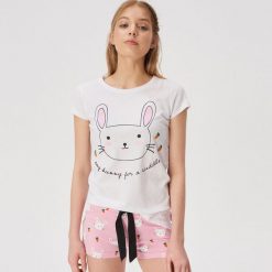 Dwuczęściowa piżama z królikiem - Biały. Piżamy Sinsay. Za 39.99 zł.