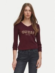 Guess Sweter W6BR55 Z1456 Bordowy Regular Fit. Czerwone swetry Guess, xl, z aplikacjami, z wiskozy, bez ramiączek. Za 344.99 zł.