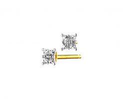 Kolczyki z żółtego złota z diamentami - 0,006 ct - próba 375. Żółte kolczyki Apart, z diamentem, złote. Za 619.00 zł.