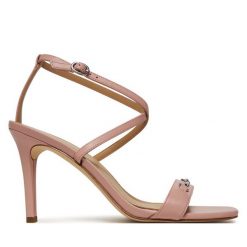 Sandały MICHAEL Michael Kors. Czerwone sandały MICHAEL Michael Kors, bez wzorów, ze lnu, bez obcasa, na szpilce, bez zapięcia. Za 509.99 zł.