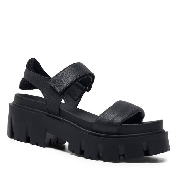 Sandały Badura. Czarne sandały Badura, bez wzorów, bez obcasa, na płaskiej podeszwie, bez zapięcia. Za 279.99 zł.