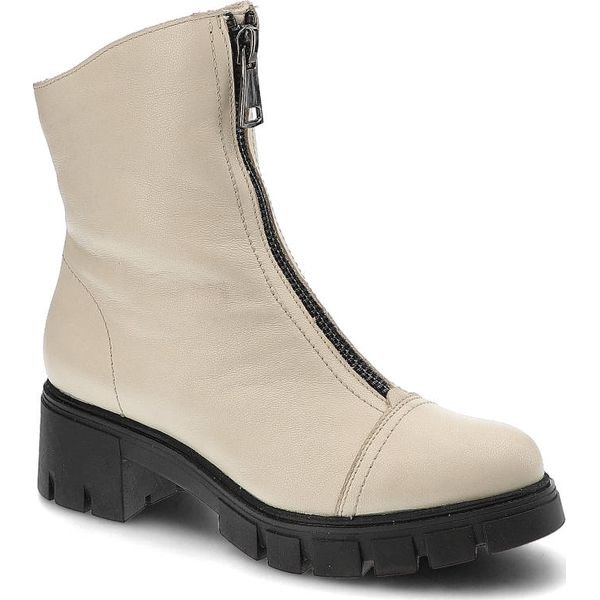 Beżowe Botki Simen Damskie Skórzane Modne Obuwie. Brązowe botki Simen, na zimę, bez wzorów, ze skóry, bez obcasa, bez zapięcia. Za 429.00 zł.