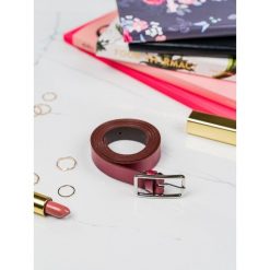Pasek damski bordowy PD-NL-2-105. Czerwone paski Inny, bez wzorów, ze skóry, eleganckie. Za 25.99 zł.