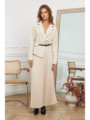 Joséfine Sukienka "Jaune" w kolorze kremowym rozmiar: M. Brązowe sukienki Joséfine, na co dzień, m, bez wzorów, ze skóry, bez kołnierzyka, bez ramiączek, maxi, proste. Za 210.32 zł.