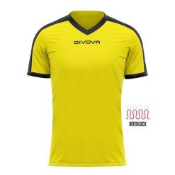 Koszulka piłkarska dla dorosłych Givova Revolution Interlock. Czarne bluzki Givova, m, bez wzorów, sportowe, bez kołnierzyka, bez ramiączek. Za 159.99 zł.