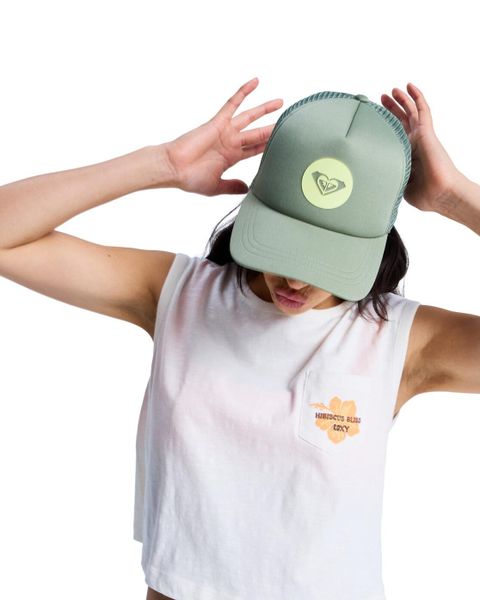 Czapka Trucker dla Kobiety BRIGHTER DAY Zielony. Zielone czapki Roxy, bez wzorów, z materiału. Za 83.99 zł.
