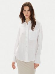 Gina Tricot Koszula 22624 Biały Loose Fit. Białe koszule Gina Tricot, xl, bez wzorów, z bawełny, bez kołnierzyka, bez ramiączek. Za 119.99 zł.