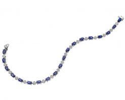 Bransoletka z białego złota z diamentami i szafirami - 19 cm - próba 585. Białe bransoletki Apart, z diamentem, złote. Za 15,990.00 zł.