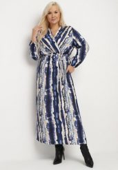 Niebieska Kopertowa Sukienka z Wiskozą i Paskiem w Talii Noranea. Niebieskie sukienki Born2be, na co dzień, na wiosnę, xl, bez wzorów, z wiskozy, eleganckie, bez kołnierzyka, bez ramiączek, maxi, kopertowe. Za 109.99 zł.
