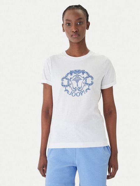 JOOP! T-Shirt Tulya 30102074 Biały Regular Fit. Białe t-shirty Joop!, bez wzorów, z bawełny, bez kołnierzyka, bez ramiączek. Za 251.99 zł.