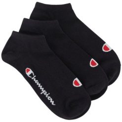Skarpetki Unisex Dla Dorosłych Logo 3pak. Czarne skarpety Champion, bez wzorów. Za 63.99 zł.